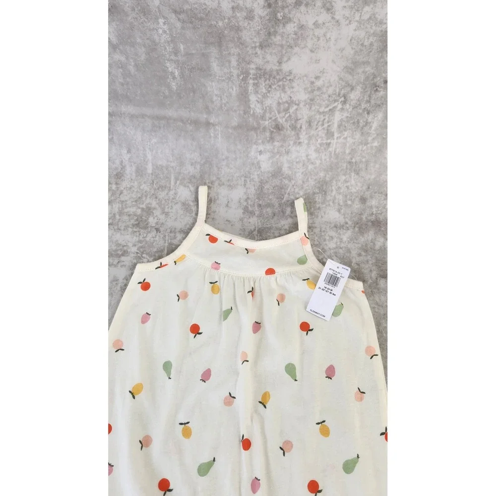 Old Navy Fruit Print Romper Toddler Girls 18-24M Cream NWT Sleeveless Cotton